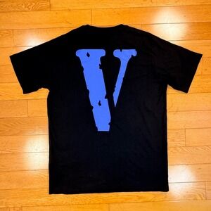 Vlone Friends- Graphic T-Shirt Mens XL Black Blue Made in USA V Logo Tee